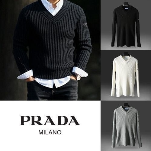 💕 프** 솔리드 골지 브이넥 니트