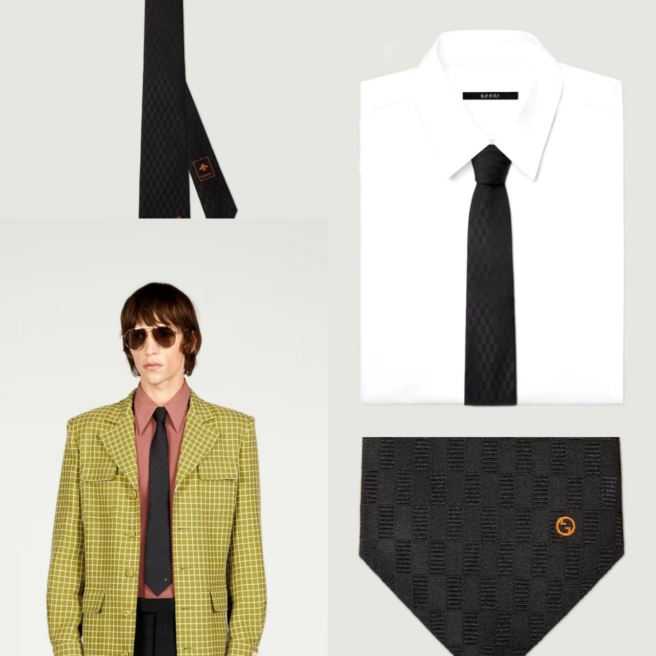 💕 구* 기하학적 실크 자카드 넥타이