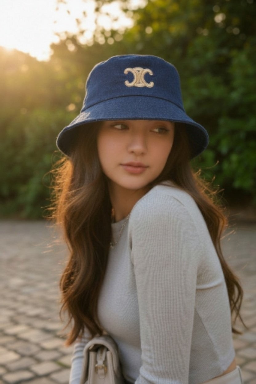 💕 셀** 트리옹프 아플리케 데님 버킷햇 ✔수입