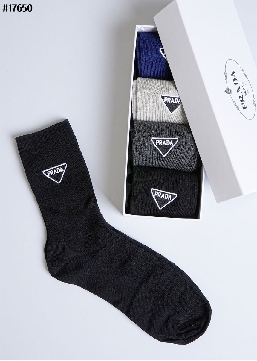 🔆 [PRADA] 프라다 삼각 로고 패치 코튼 앵클 삭스 5PCS 셋 🔆