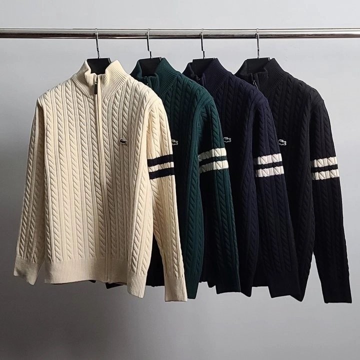 LC 로고와펜 완장 케이블 니트 집업