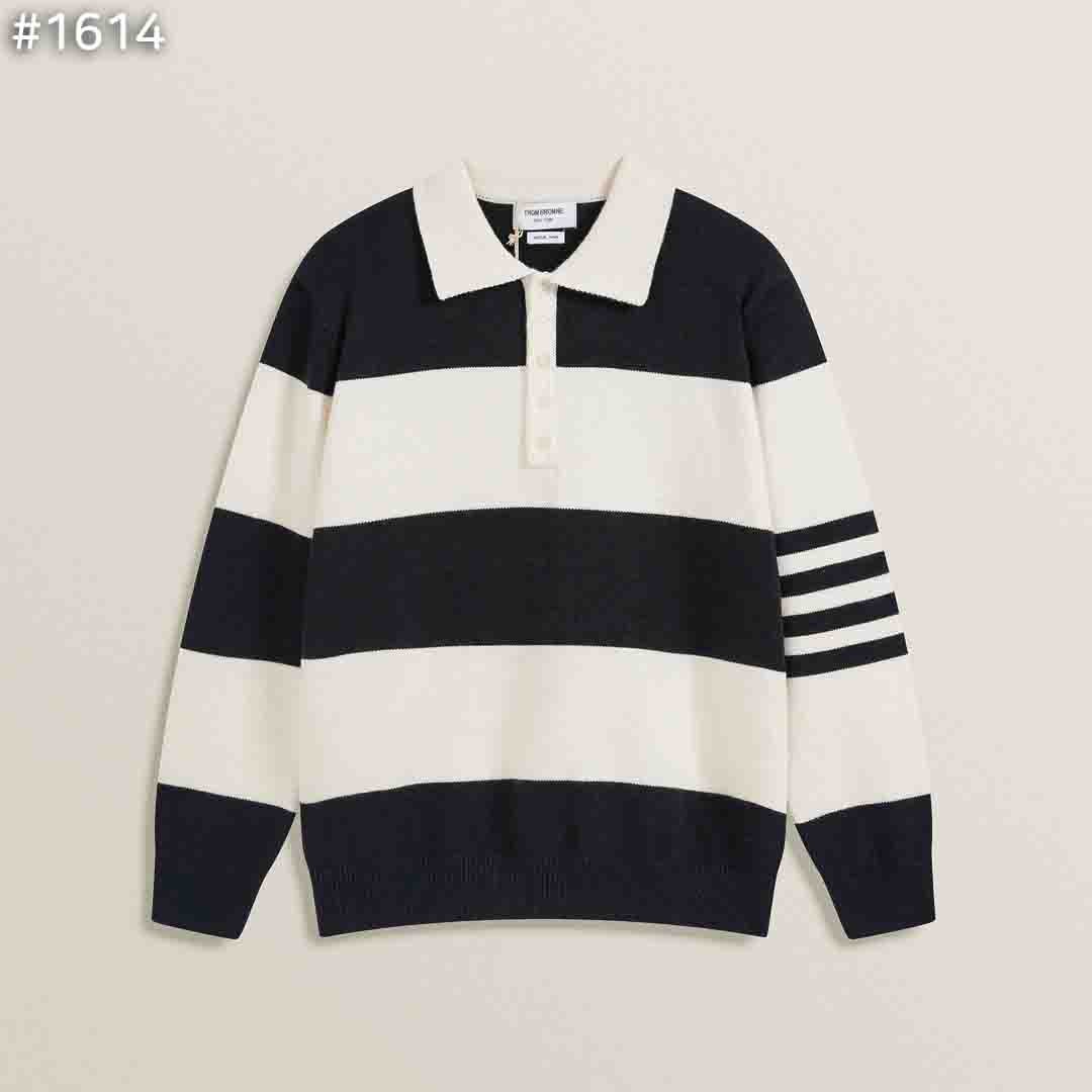 #톰브라운 럭비 스트라이프 폴로 니트