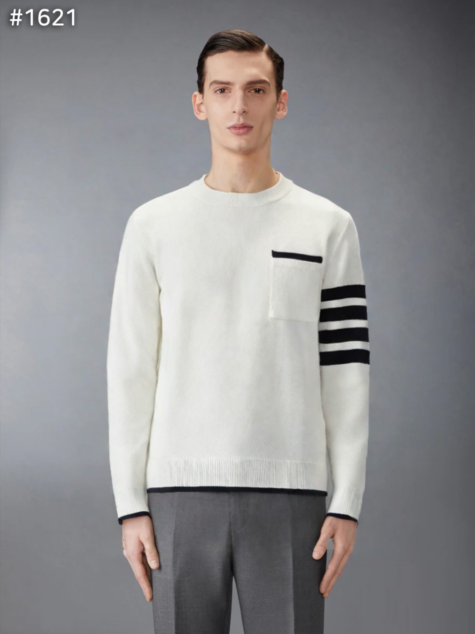#톰브라운 밀라노 스티치 티핑 크루넥 니트 스웨터
