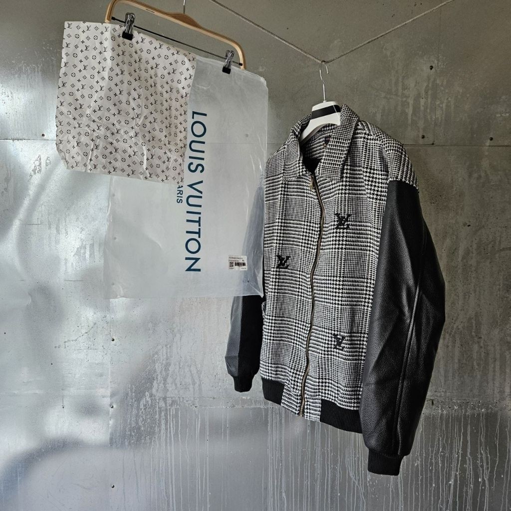 루이비통 믹스드 레더 앤드 울 블루종 자켓