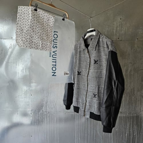 루이비통 믹스드 레더 앤드 울 블루종 자켓