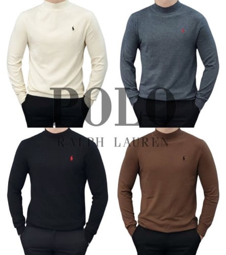 폴로 포니 자수 캐시미어 울 하프 터틀넥 니트