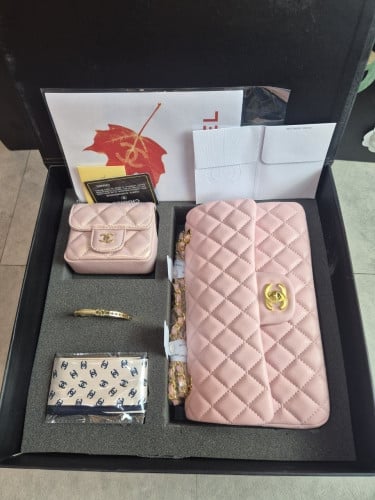 샤넬 클래식백 핑크 4종 세트