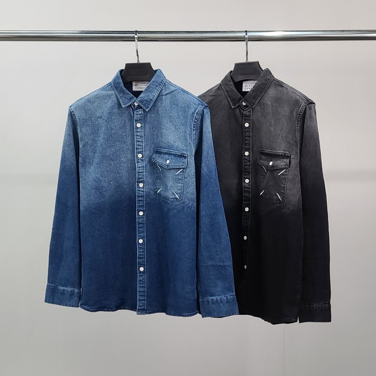 💕 메* 키츠네 포켓자수 데님 셔츠