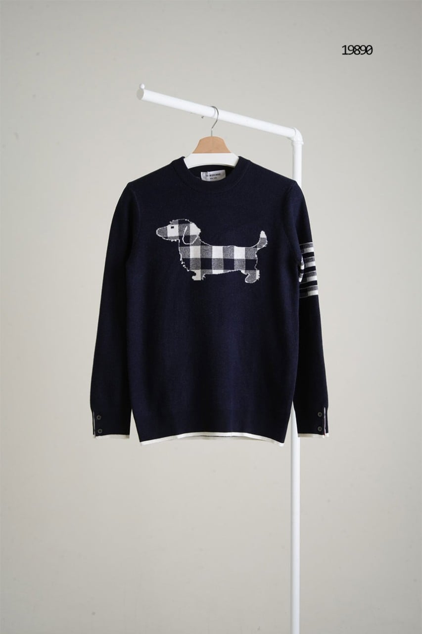 🔆 [THOM BROWNE] 톰브라운 체크 헥터 4선 니트🔆