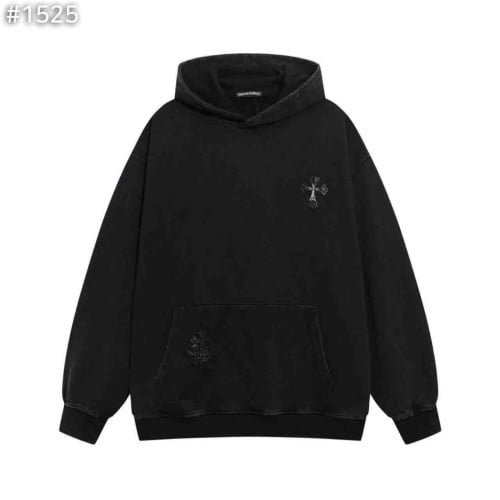 #크롬하츠 비즈 포인트 레더 크로스 후드티셔츠