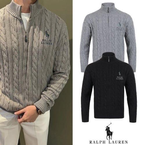 💕 폴* 빅포니 레터링 꽈배기 울 니트집업