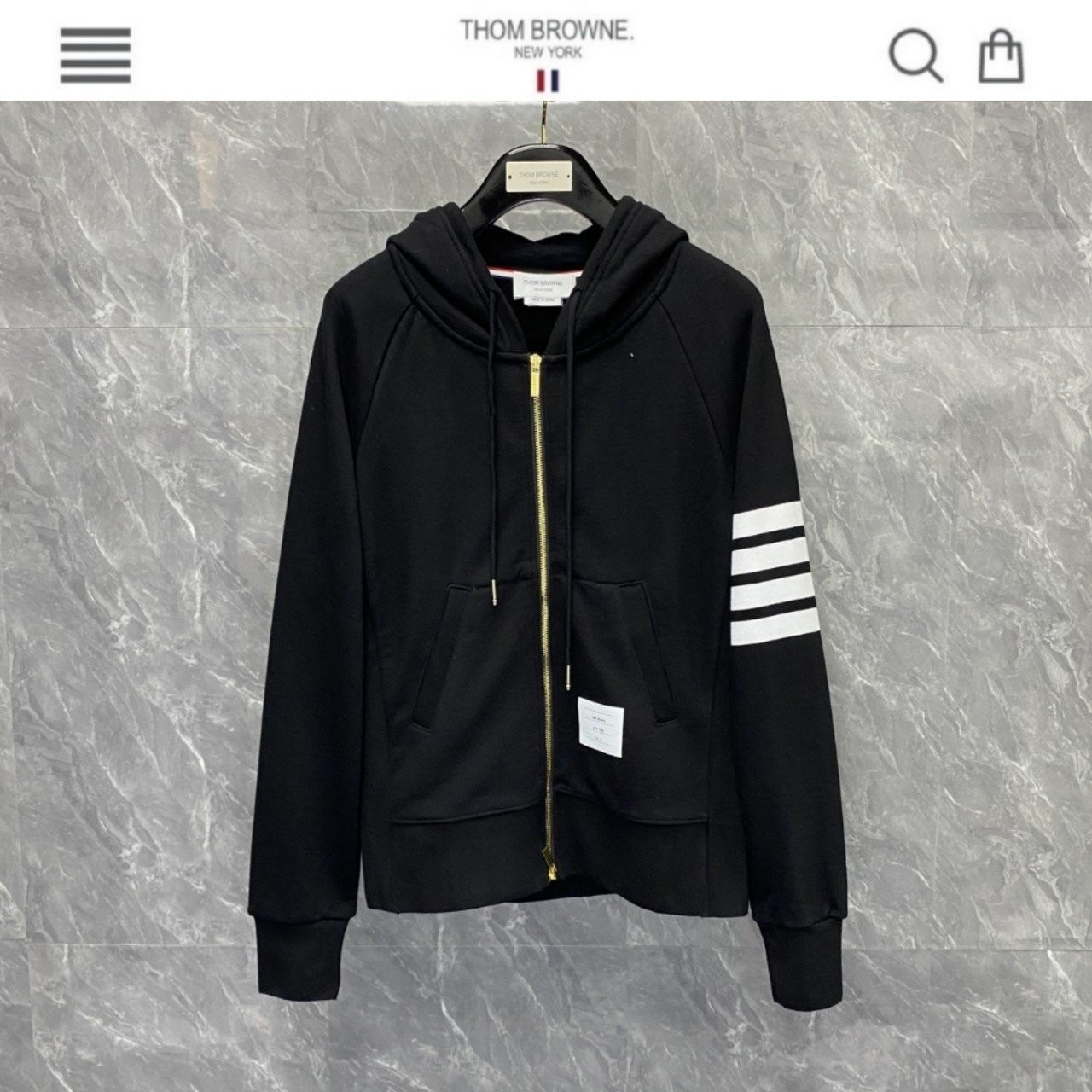 TB사선완장 시그니쳐 코튼 후드집업 블랙