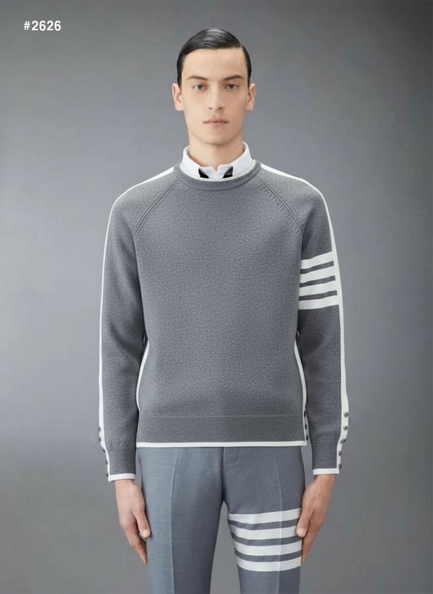 🍀 [THOM BROWNE]  톰브라운 밀라노 4바 클래식 라운드 니트 🍀