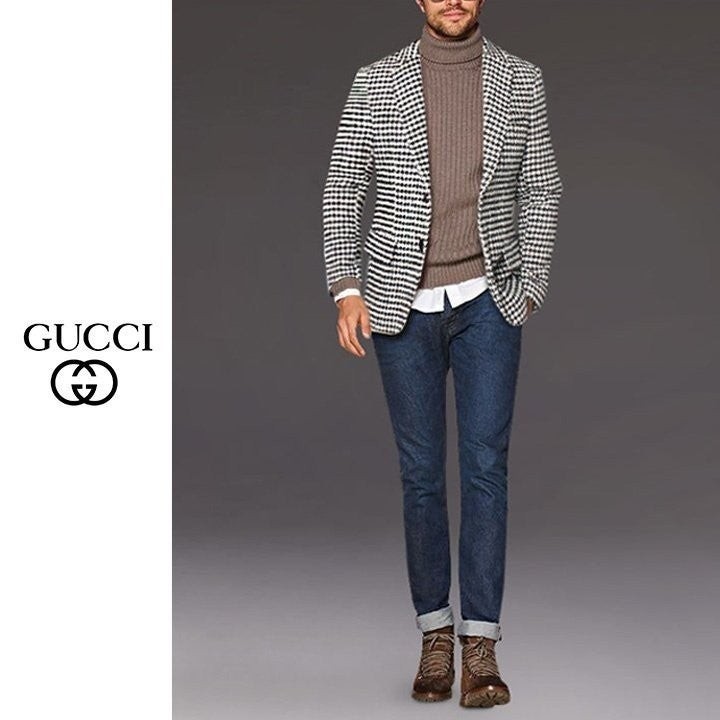 💕 구* 하운드 투스 싱글 울 자켓