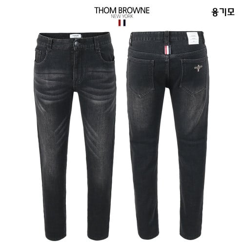 💕 톰* 융기모 블랙 스판 워싱 데님