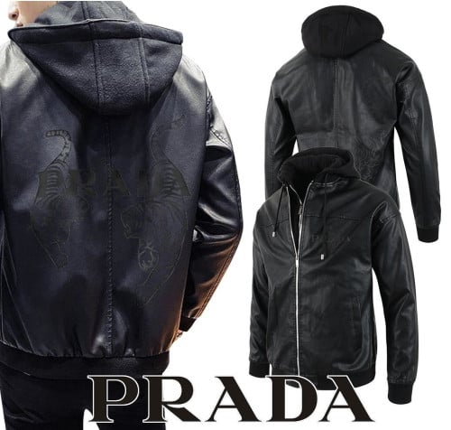 💕 프** 타이거 로고 후드 레더 집업