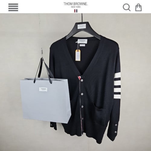 💕 톰* 사선 캐시미어 가디건 블랙