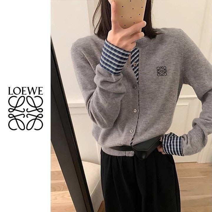 💕 로** 자수 체크 레이어드가디건