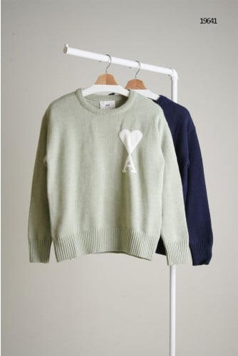 🔆 [AMI] 아미 남성 빅 A하트 로고 크루넥 니트🔆