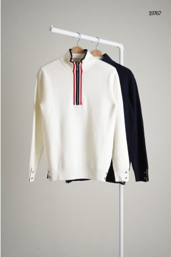 🔆 [THOM BROWNE] 톰브라운 반집업 지퍼 라인포인트 니트🔆