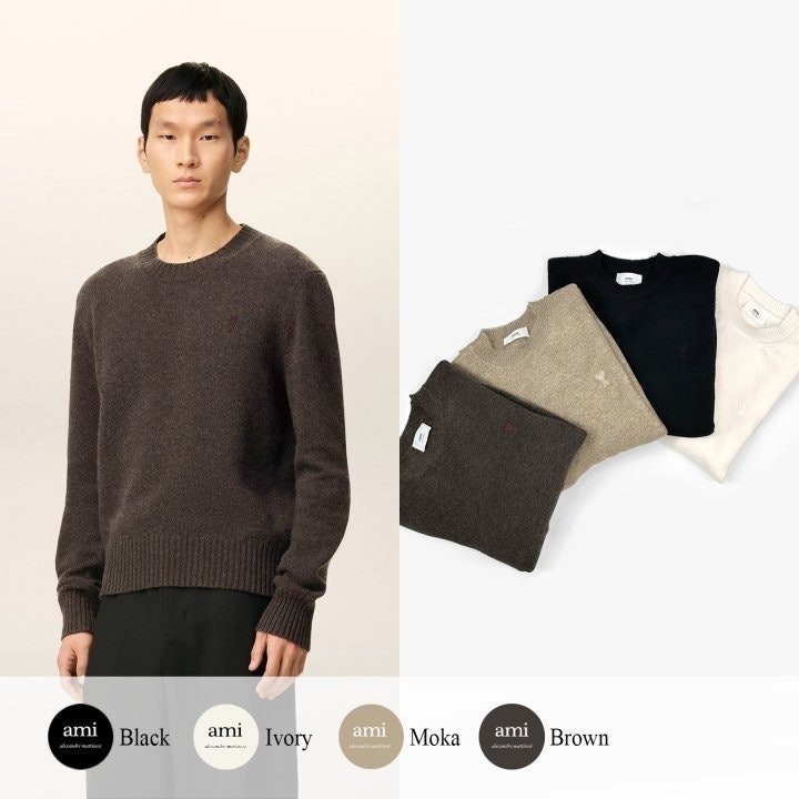 💕 아* 드 꾀흐 까마이외 자수 크루넥 울 스웨터