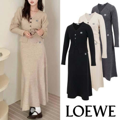 💕 로** 아나그램 자수 니트 가디건 스커트 세트