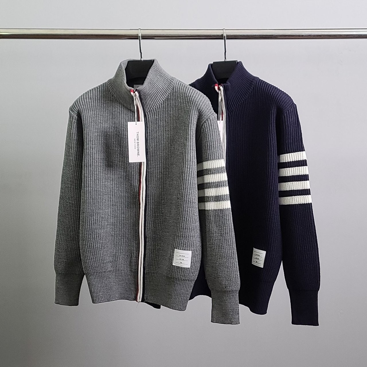 💕 톰* 사선완장 베이직 니트 집업