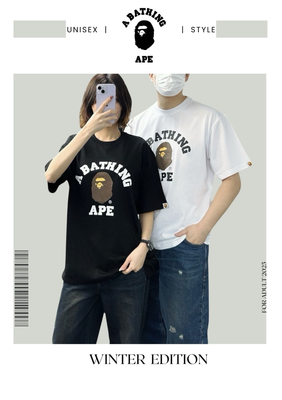 <베이프 컬리지 소매 포인트 반팔티>