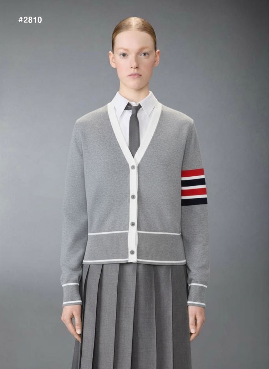 🍀 [THOM BROWNE] 톰브라운 밀라노 클래식 4바 브이넥 여성 가디건 🍀