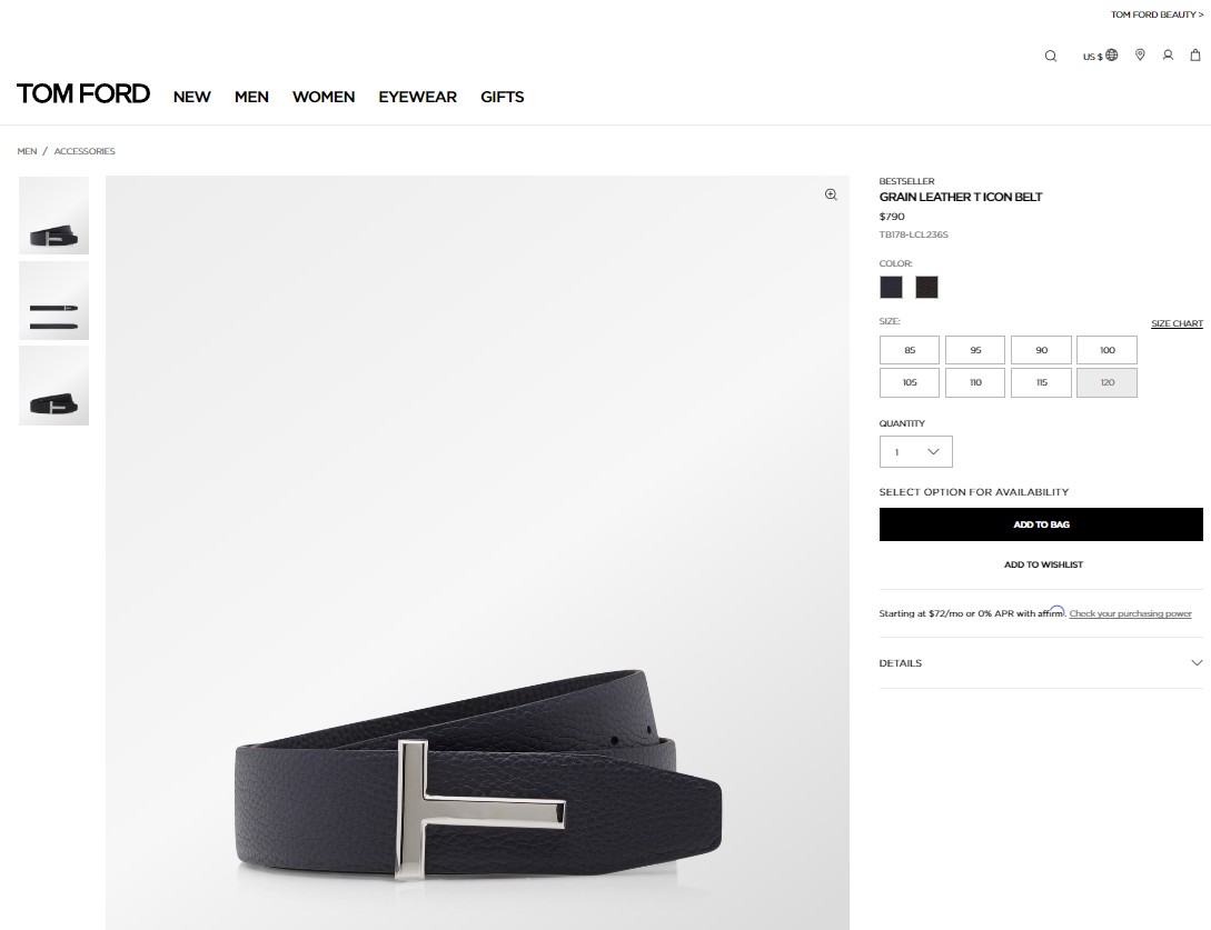 ⚠️톰포드 레더 리버시블 버클 T 벨트