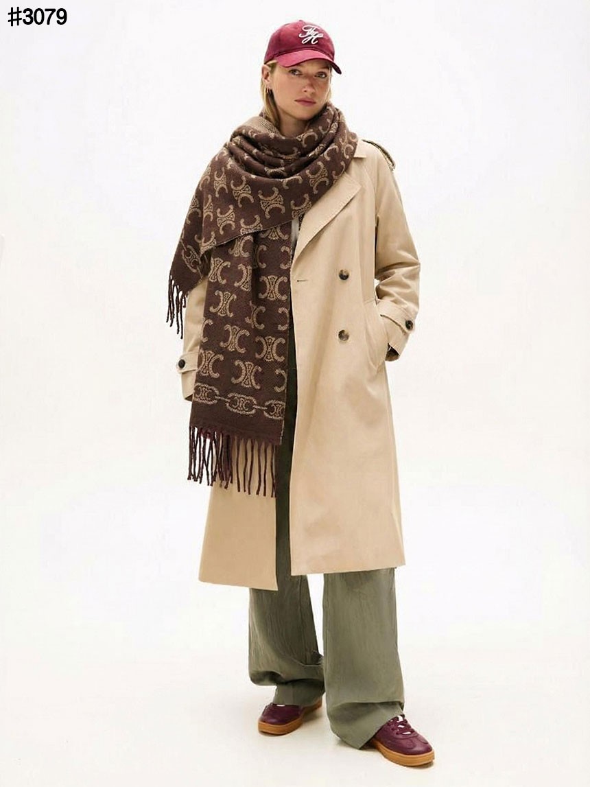 🍀 [CELINE] 셀린느 링크 트리옹프 울 자카드 태슬 숄 머플러 🍀