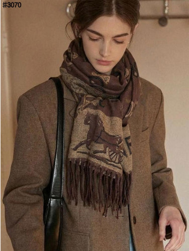 🍀 [CELINE] 셀린느 빈티지 믹스 트리옹프 울 자카드 태슬 숄 머플러 🍀