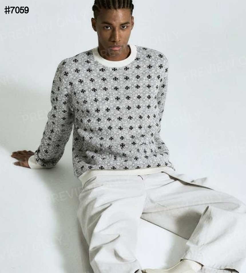 🍀 [Chrome Herts] 크롬하츠 세메테리 자카드 패턴 울 니트 풀오버 🍀