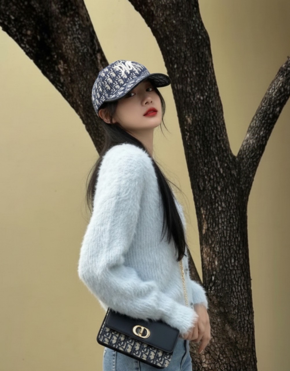 디V 오블리크 자가드 볼캡 수입