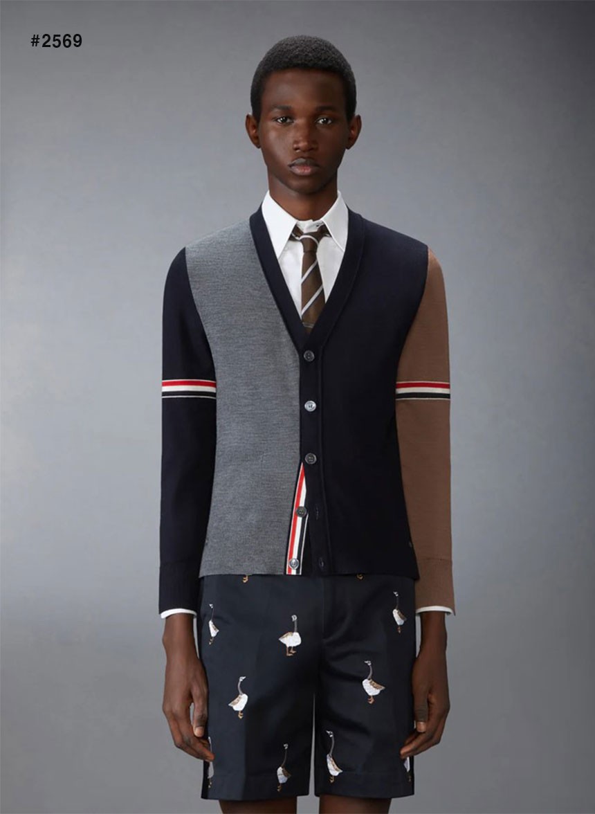 🍀 [THOM BROWNE] 톰브라운 암밴드 펀믹스 V 넥 가디건 🍀