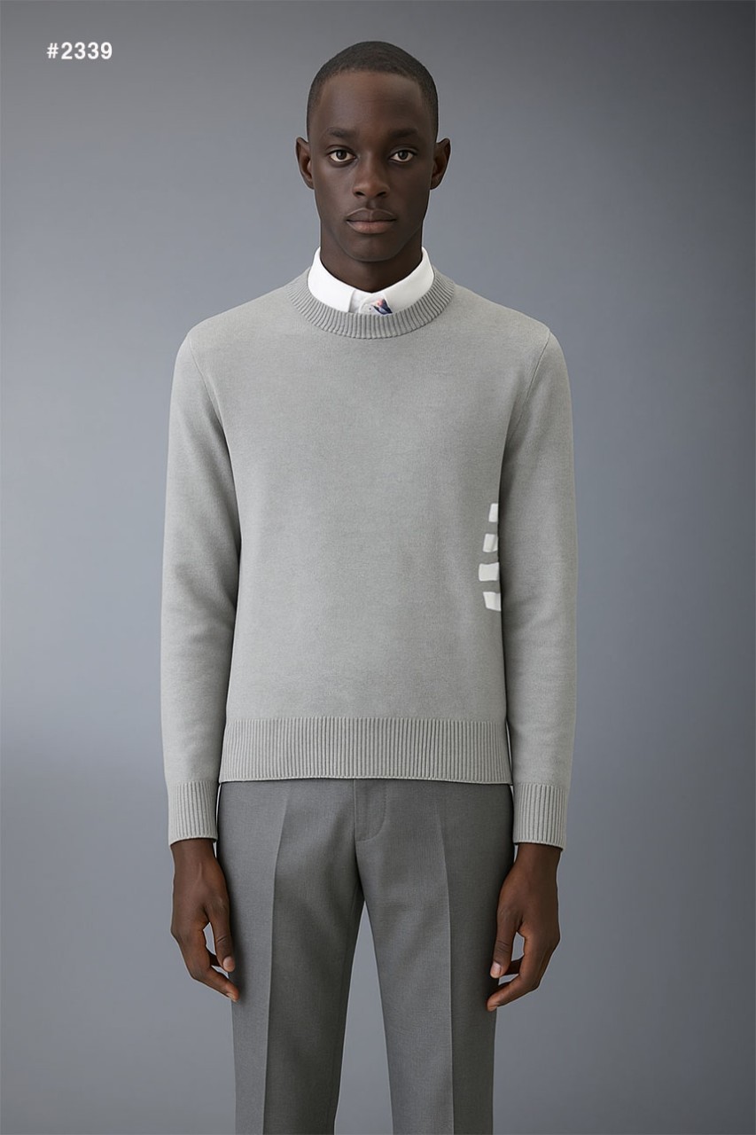 🍀 [THOM BROWNE] 톰브라운 밀라노 사선 4바 라운드 니트 🍀