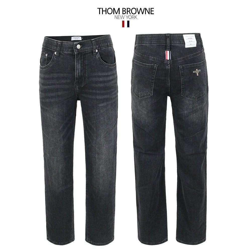 💕 톰* 블랙 쿨터치데님 세미와이드 히든밴드 팬츠