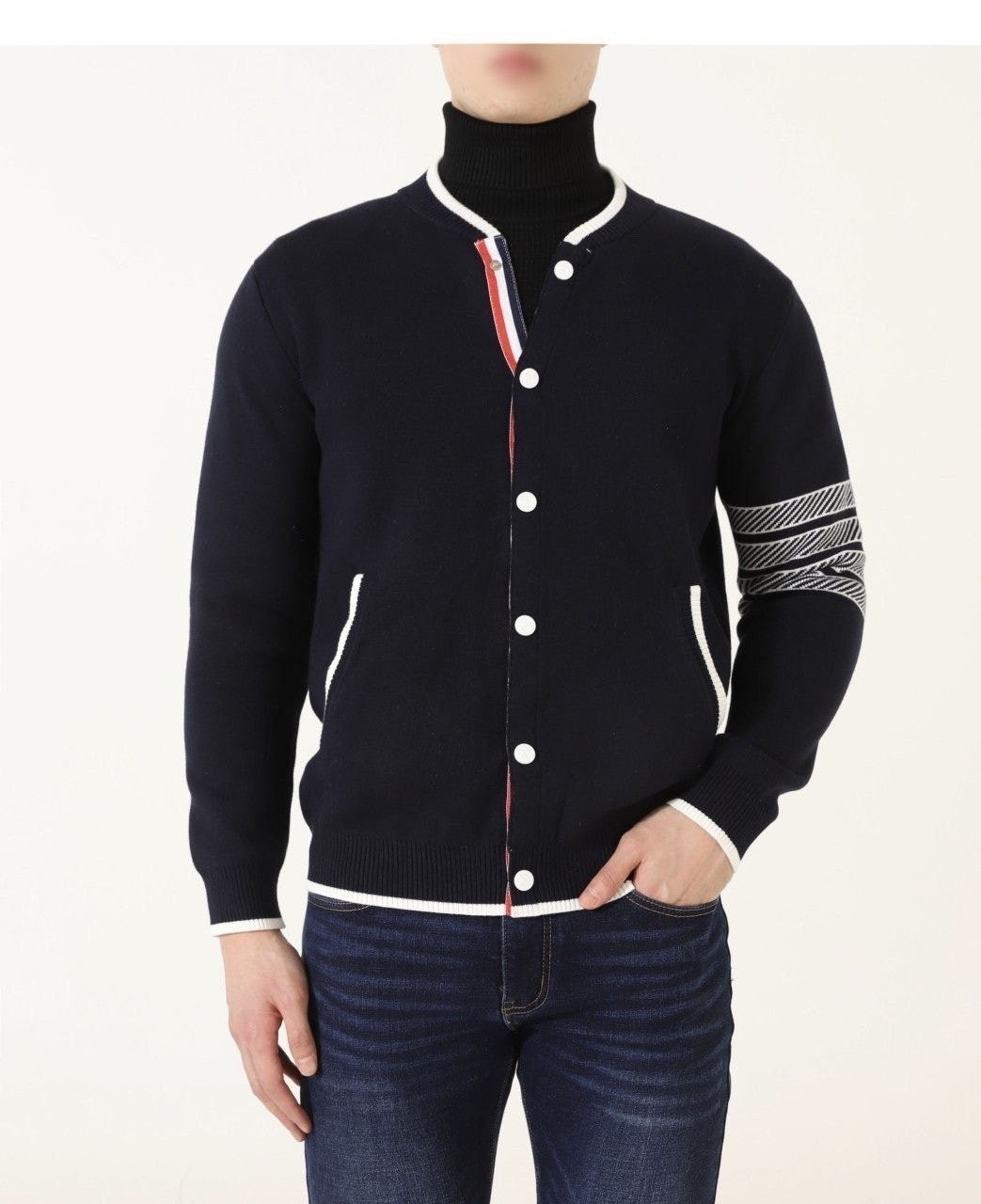 💕 톰* 수입 스티치 메리노 티핑 보머자켓