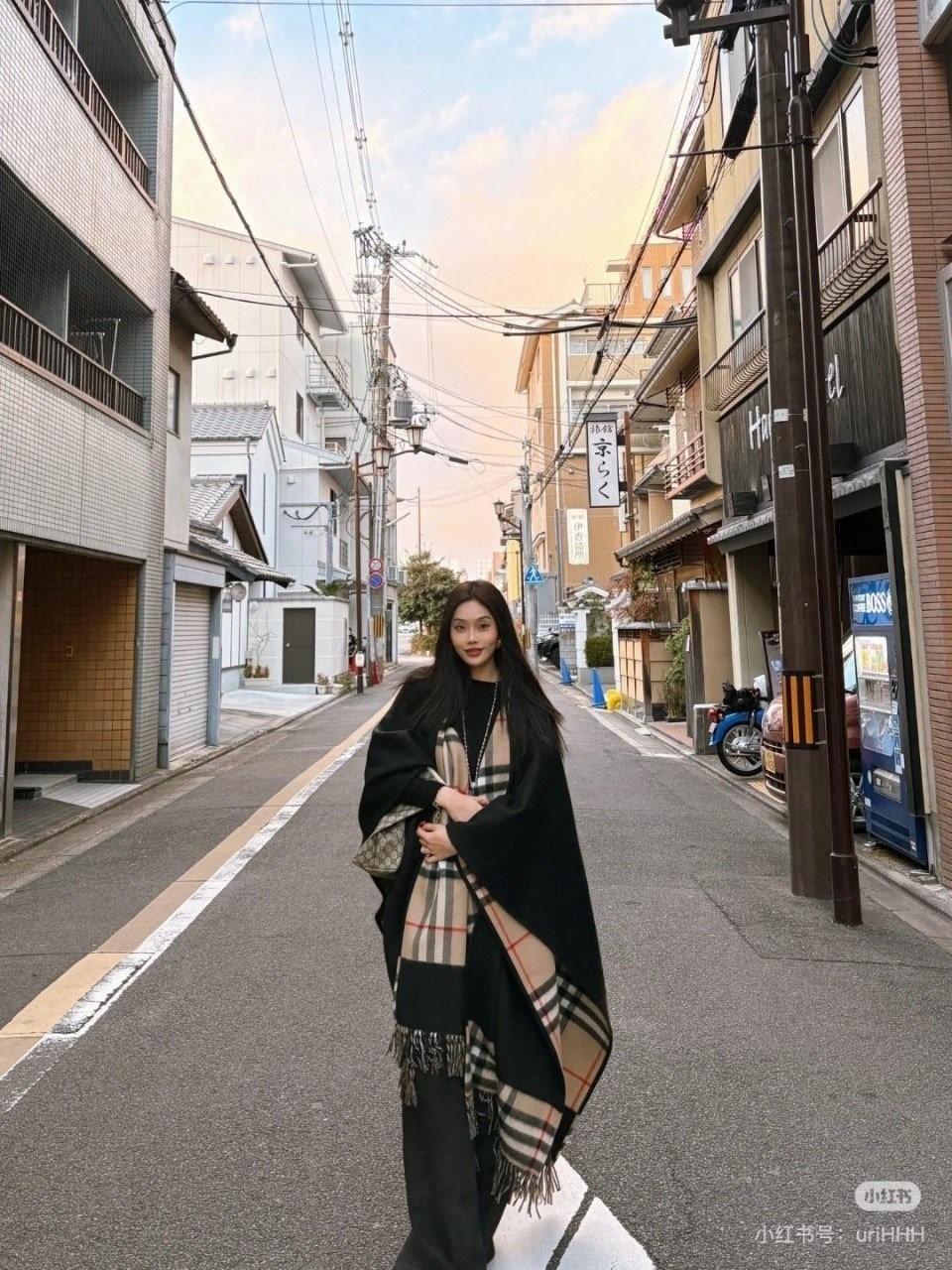 💕 버** 체크블랙 리버시블 캐시 숄