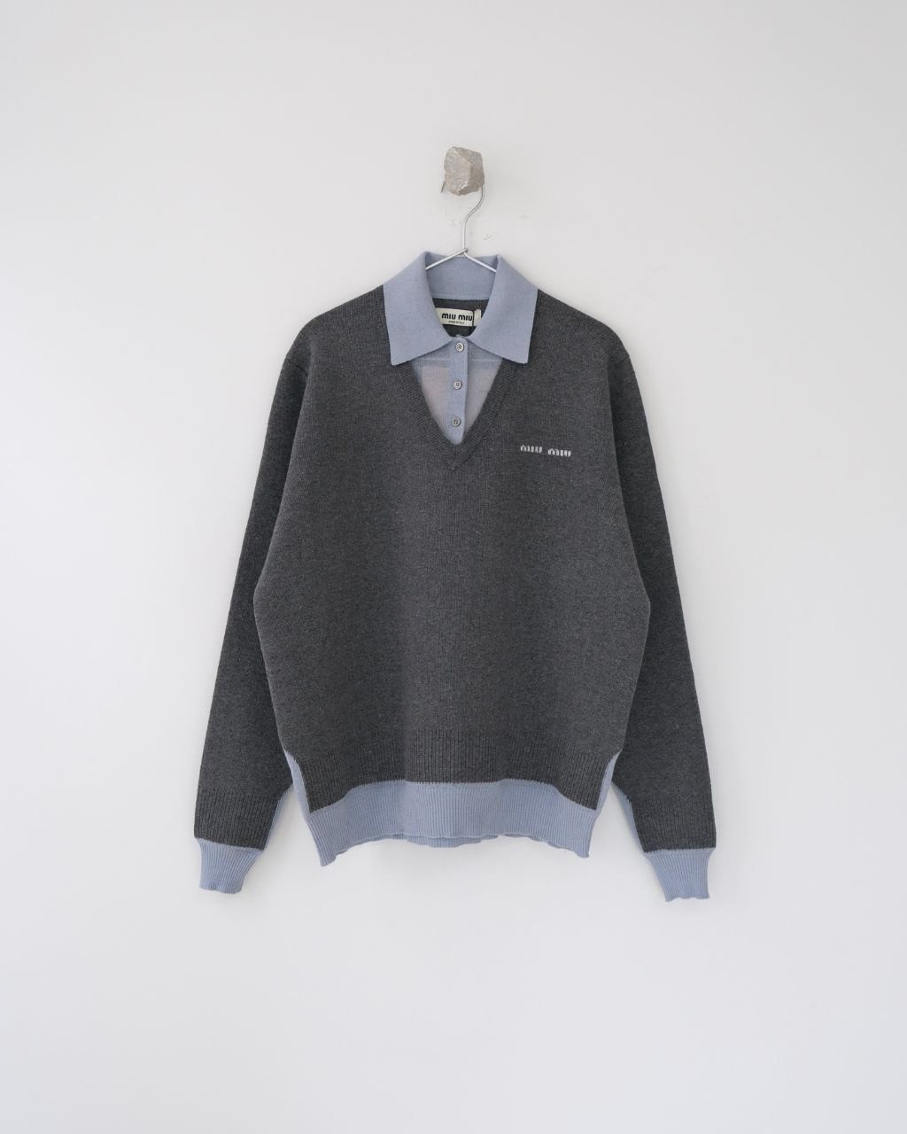 •미우미* 26 페이크 레이어드 울 폴로 스웨터 - 수입