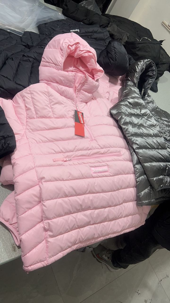 •슈프* WEEK6 마이크로다운 하프 집업 후드 풀오버 아노락 - 수입