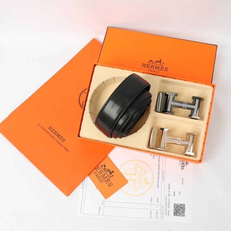 👹에르메스 투버클 컷팅 큐빅로고 블랙 벨트👹