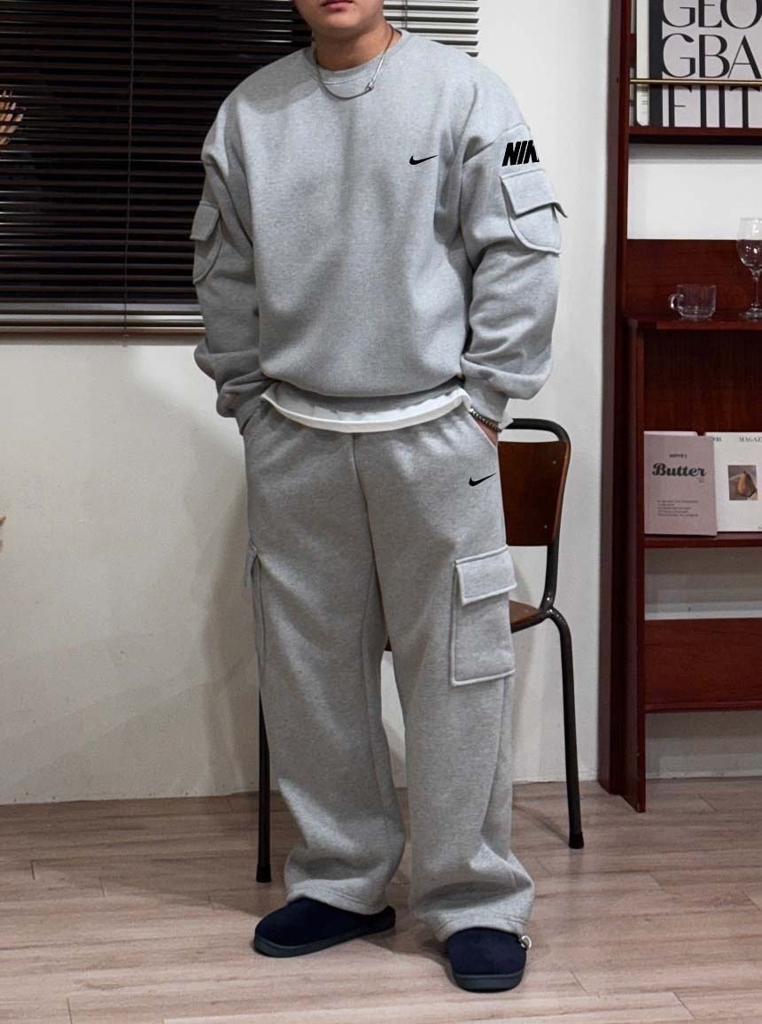 💕 나** 기모 데일리 포켓 카고 맨투맨, 카고팬츠 세트