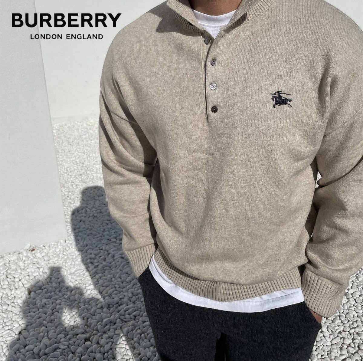 💕 버** 메리노울 헨리넥 니트