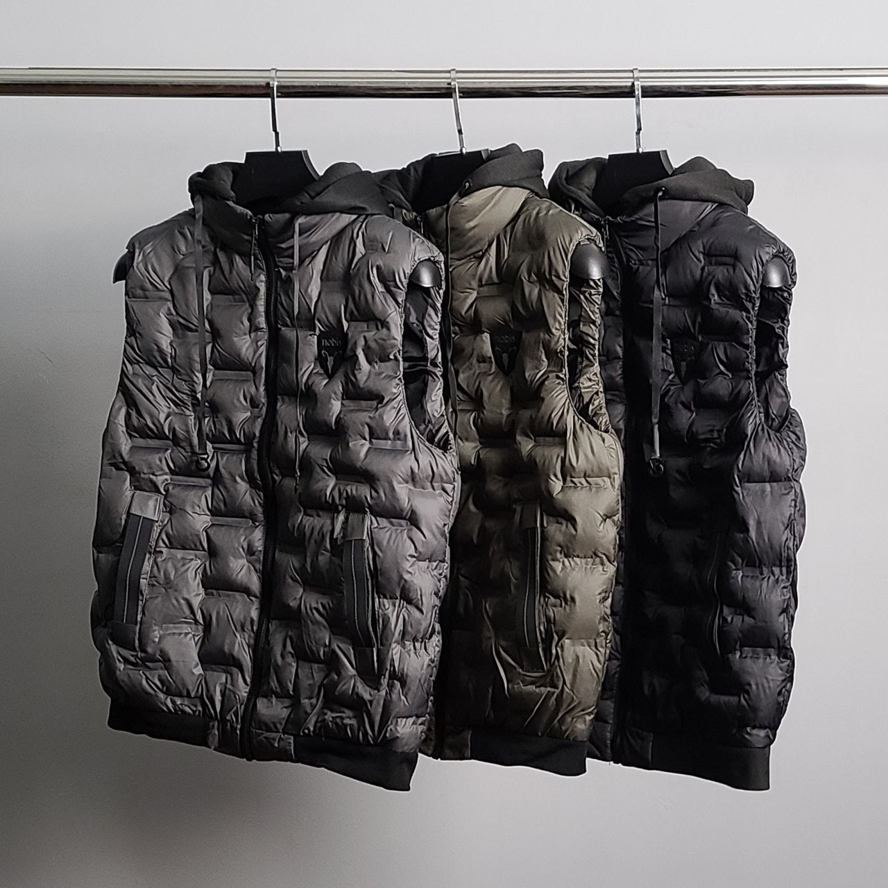 💕 노** 패턴 후드 패딩 조끼