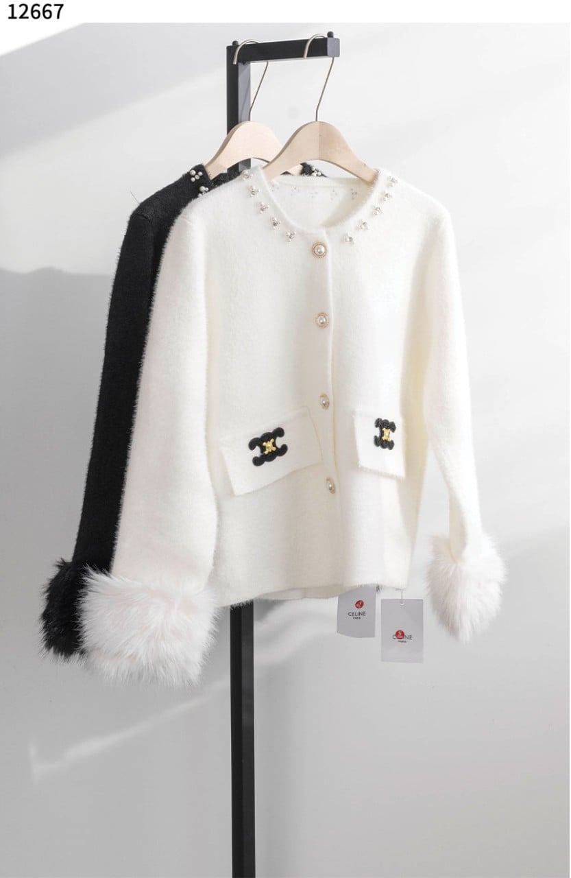 #셀린느 [CELINE] 트리옹프 로고 퍼 니트 자켓 신상입고💢 #상의 #니트 #12667