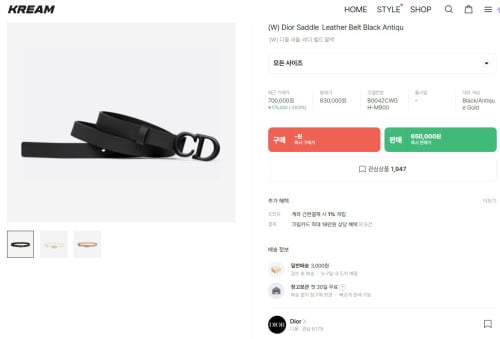 🚨디올 새들 벨트 블랙