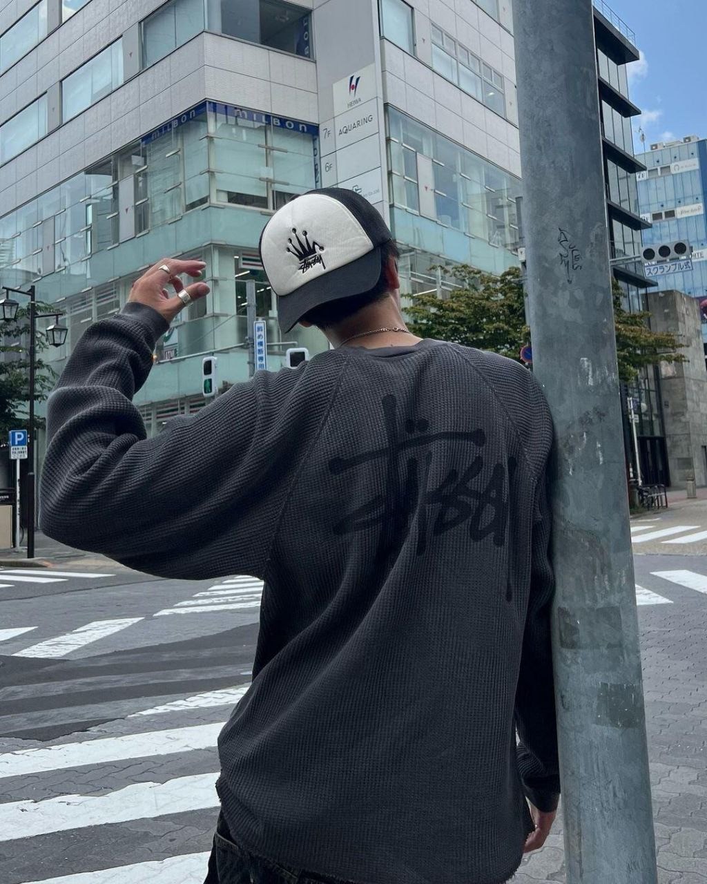 •스투* 래글런 와플 써멀 롱슬리브 - 수입