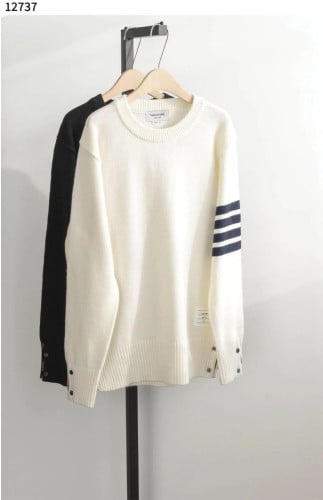 💕 톰* 램스울 사선완장 라운드 니트