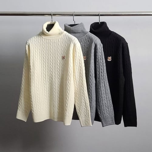 💕 메* 키츠네 폭스헤드 케이블 터틀넥 니트